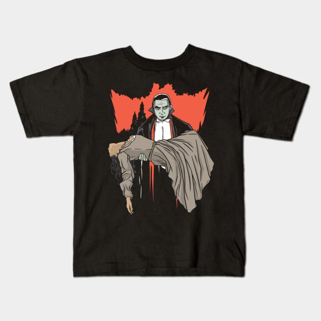 Dracula And Woman Kids T-Shirt by Safdesignx